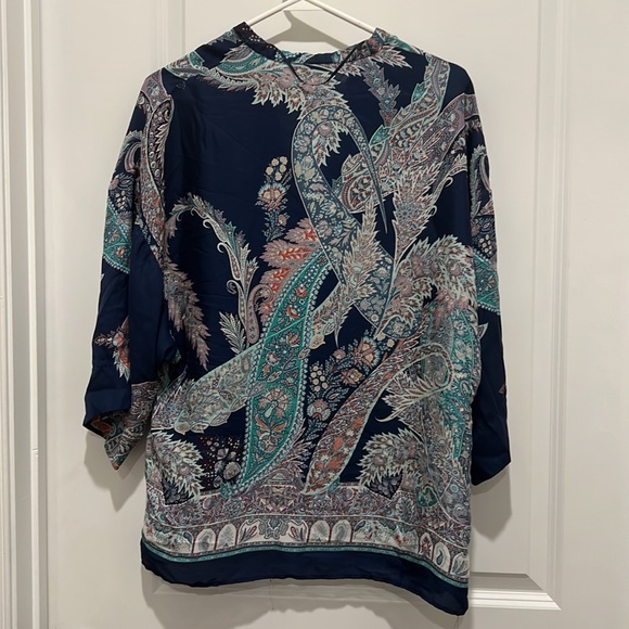 Zara Basic Paisley Boho Blouse Women’s Size S Small - Picture 2 of 2